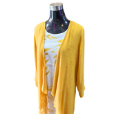 Conjunto Lino Vestido Estampado Hojas + Tapado